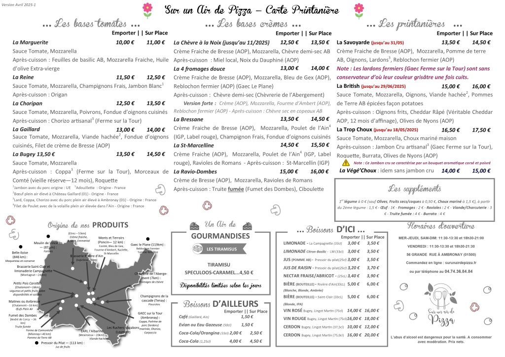 Menu sur un air de pizza avril 2025 1