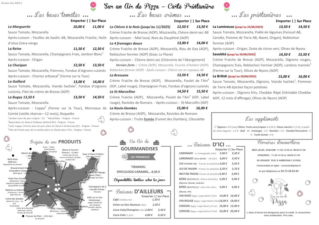 Menu sur un air de pizza juin 2025 2