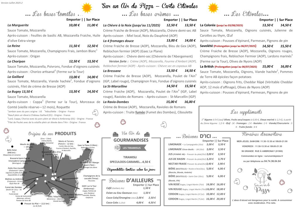 Menu sur un air de pizza juillet 2025 2