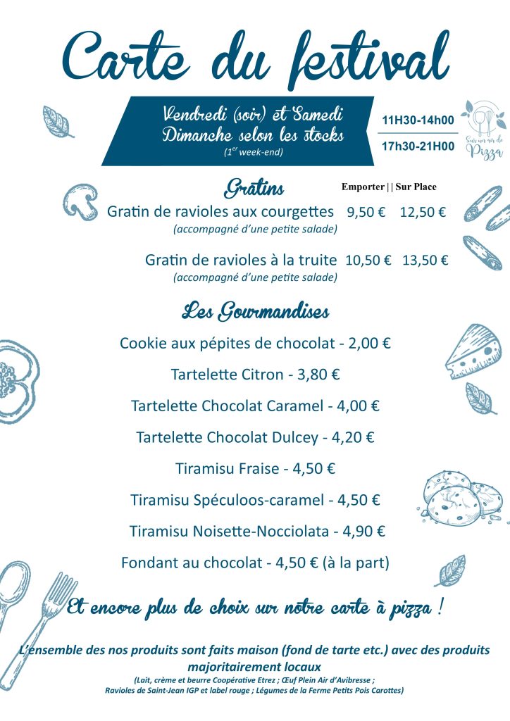 Menu sur un air de pizza festival 2025 week 1